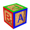 animation of a rotating cube with the letters A, B, C, D, and F